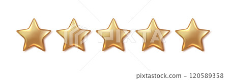 Five golden stars shining realistic vector illustration 120589358