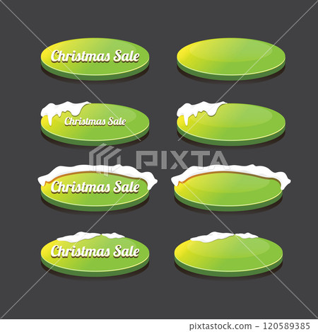 Christmas vector green glossy buttons set isolated on grey background. Web green christmas sale buttons with snow, snow flakes, ice border Christmas vector green glossy buttons set isolated on grey background. Web green christmas sale buttons with snow, snow flakes, ice border 120589385