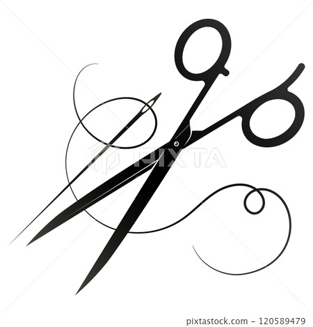 Scissors needle and thread symbol sewing and pattern Scissors needle and thread symbol sewing and pattern 120589479