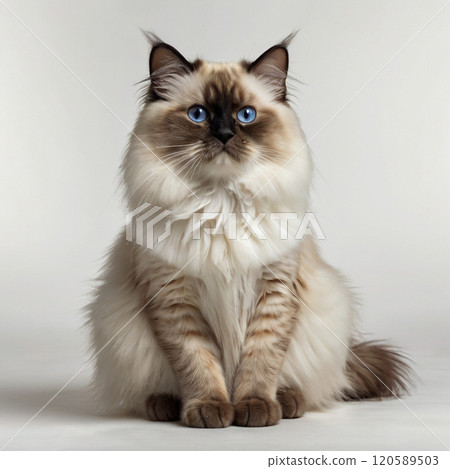 可愛的伯曼貓坐著 120589503