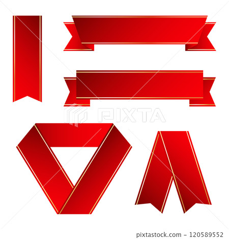 Set of beautiful red ribbons for medals and awards 120589552