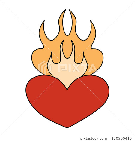 Burning heart. Romantic symbol. Heart burning in fire. Burning heart. Romantic symbol. Heart burning in fire. 120590416