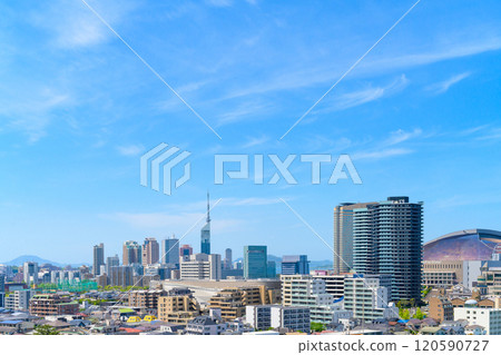 從唐人町/大濠公園方向看到的佐原區百道浜、地行浜、福岡塔地區 2024年春天白天的顏色 從唐人町/大濠公園方向看到的佐原區百道浜、地行浜、福岡塔地區 2024年春天白天的顏色 120590727