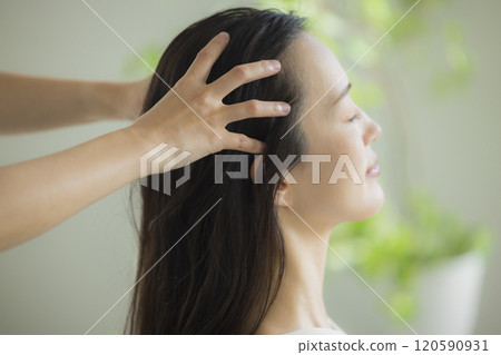 年輕女子的頭部水療形象 120590931