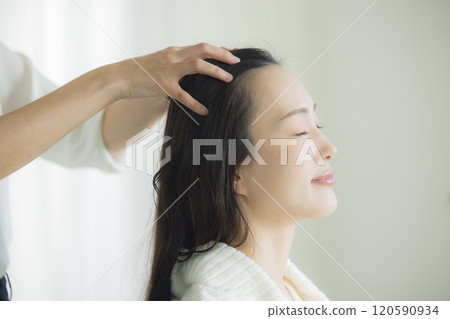 年輕女子的頭部水療形象 120590934