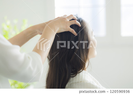 年輕女子的頭部水療形象 120590936