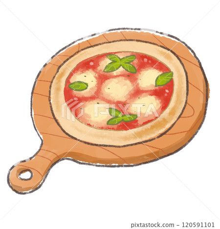 木盤上瑪格麗特披薩的插圖 120591101