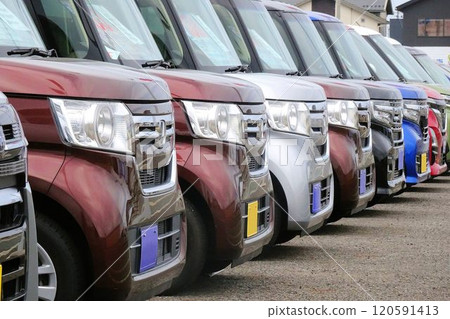 Used car image: Honda's minicars lined up at a dealership 120591413