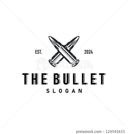 simple vintage retro design ammunition bullet logo template illustration 120591615