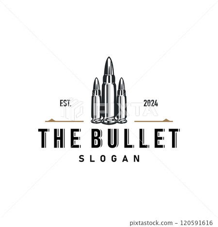 simple vintage retro design ammunition bullet logo template illustration 120591616