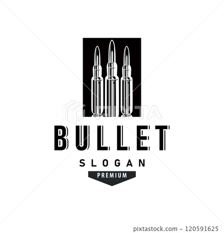 simple vintage retro design ammunition bullet logo template illustration 120591625