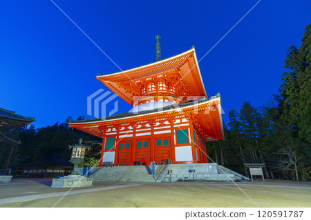 Mount Koya - Danjo Garan - Konpon Daito Pagoda Illumination Mount Koya - Danjo Garan - Konpon Daito Pagoda Illumination 120591787