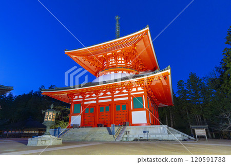 Mount Koya - Danjo Garan - Konpon Daito Pagoda Illumination 120591788