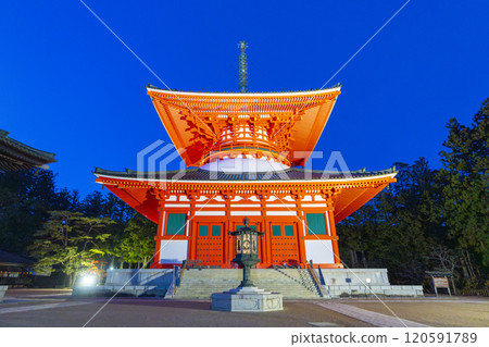 Mount Koya - Danjo Garan - Konpon Daito Pagoda Illumination 120591789