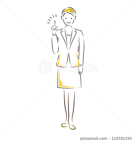 Illustration of a businesswoman's pose with an idea 120592293