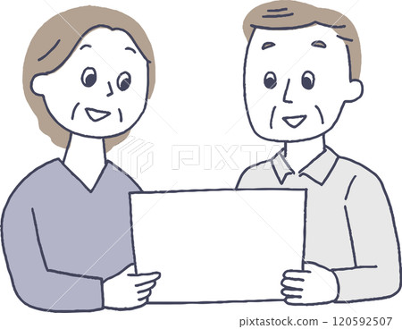 閱讀小冊子的老年夫婦 120592507