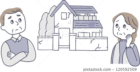 An elderly couple worried about their old house 120592509
