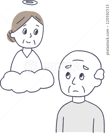 老人為已故的妻子哀悼 120592515