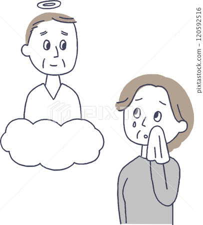 老婦人為過世的丈夫感到悲痛 120592516