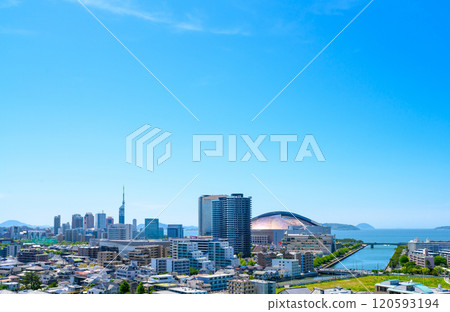 View of Momochihama, Jigyohama, and Fukuoka Tower in Sawara Ward from Tojinmachi and Ohori Park, Spring 2024, mid-morning and mid-afternoon colors View of Momochihama, Jigyohama, and Fukuoka Tower in Sawara Ward from Tojinmachi and Ohori Park, Spring 2024, mid-morning and mid-afternoon colors 120593194