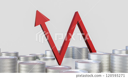 The red arrow and coins for Business concept 3d rendering. The red arrow and coins for Business concept 3d rendering. 120593271