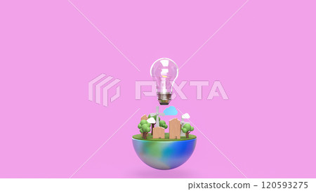 The environment on half earth for eco concept 3d rendering. 120593275