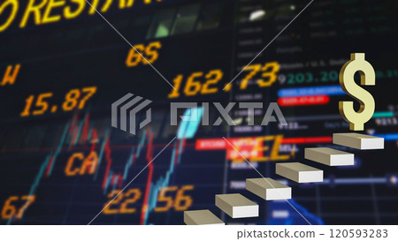 The dollar symbol on stair for Business  or idea concept 3d rendering. 120593283