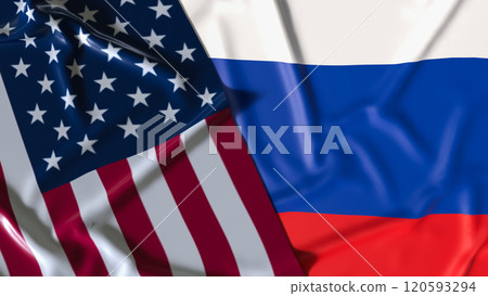 The Russia and USA flag for national or Background concept 3d rendering. The Russia and USA flag for national or Background concept 3d rendering. 120593294