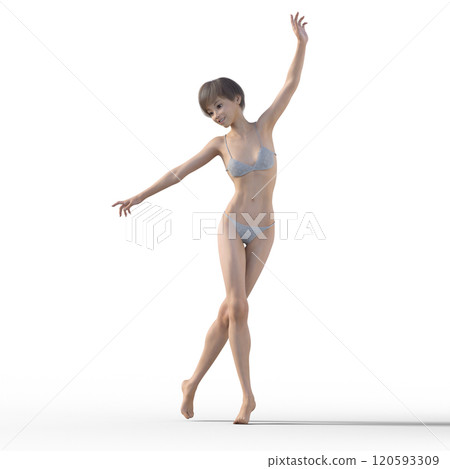 Woman in underwear posing 3DCG illustration material 120593309