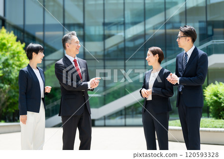 Business people conversation outdoors Business people conversation outdoors 120593328