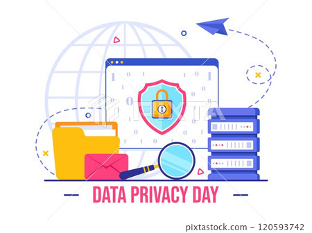 Data Privacy Day Vector Illustration featuring a Lock on a Screen, Representing Secure Information, Documents and Data Protection in a Flat Background Data Privacy Day Vector Illustration featuring a Lock on a Screen, Representing Secure Information, Documents and Data Protection in a Flat Background 120593742
