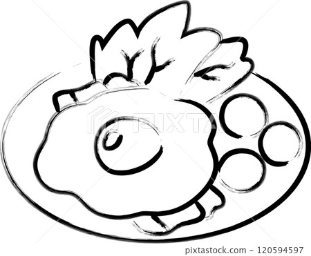 畫筆繪製的單一食物插畫培根和雞蛋 畫筆繪製的單一食物插畫培根和雞蛋 120594597