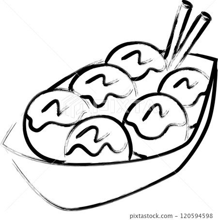 畫筆單一食物插畫章魚燒 120594598