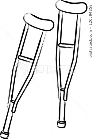 Brush-written medical icon Crutches 120594858