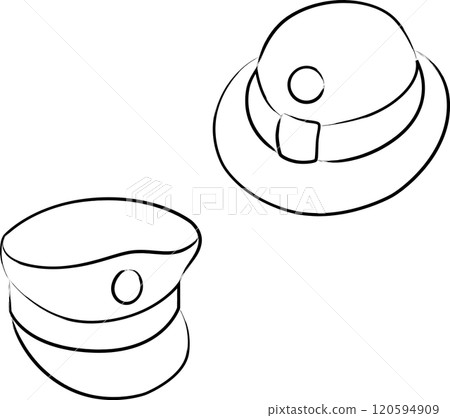 Hand-drawn station-related illustrations: Station staff hats Hand-drawn station-related illustrations: Station staff hats 120594909