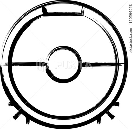 Brush-drawn home appliance illustration: Robot vacuum cleaner 120594968