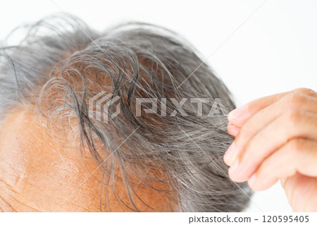 Senior male hair care gray hair 120595405