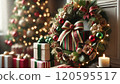 Sparkling Christmas presents and wreaths 120595517