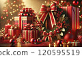 Red sparkling Christmas gift background 120595519