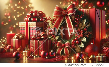 Red sparkling Christmas gift background Red sparkling Christmas gift background 120595519
