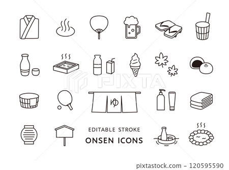 Hot spring related icon set (monochrome) 120595590