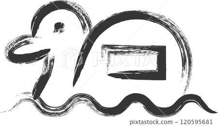 遊樂園相關的手繪單圖鴨船 120595681