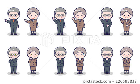 Senior men and women in suits 04 120595832