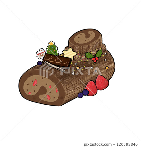 Buche de Noel_聖誕蛋糕插畫_1個 Buche de Noel_聖誕蛋糕插畫_1個 120595846