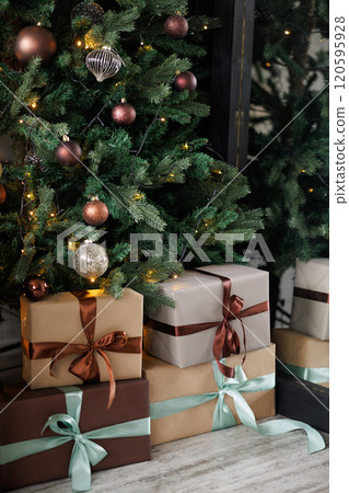 Gifts under the Christmas tree. 120595928