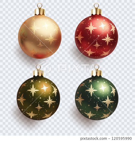 Multicolor Christmas Ornaments Balls. Shiny Holiday Ornaments. Vector 120595990