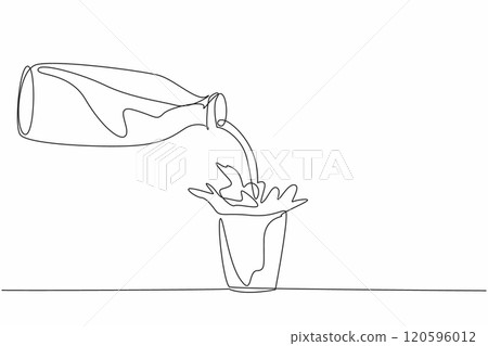 National Milk Day. One continuous line drawing of a milk in the bottle poured into the glass and make a milk splash. Template of poster, banner, and flyer to drink milk for healthy body campaign National Milk Day. One continuous line drawing of a milk in the bottle poured into the glass and make a milk splash. Template of poster, banner, and flyer to drink milk for healthy body campaign 120596012