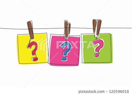 National Trivia Day. Reminders note paper with question mark written inside, hanging with cloth pin on clothesline. Celebrating annual event concept. Vector design illustration art. National Trivia Day. Reminders note paper with question mark written inside, hanging with cloth pin on clothesline. Celebrating annual event concept. Vector design illustration art. 120596018
