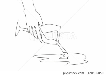 Simple line drawing of people pour wine from glass. Annual alcohol free after new year holiday. No beer, whiskey during dry January. Stop drinking Simple line drawing of people pour wine from glass. Annual alcohol free after new year holiday. No beer, whiskey during dry January. Stop drinking 120596050