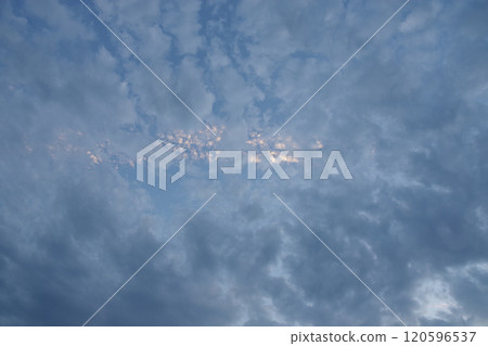 Sheep clouds and scale clouds floating in the blue sky at dusk - bilayer clouds 120596537